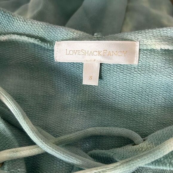 LoveShackFancy Bevan Hoodie Celadon Hand Dyed 100% Cotton Size Small - Picture 4 of 5